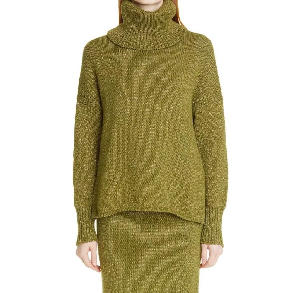 Adam Lippes Metallic high-low turtleneck sweater Size Large